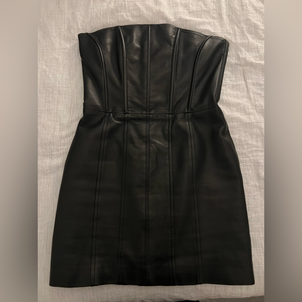 Lamarque 100% black leather dress - size small